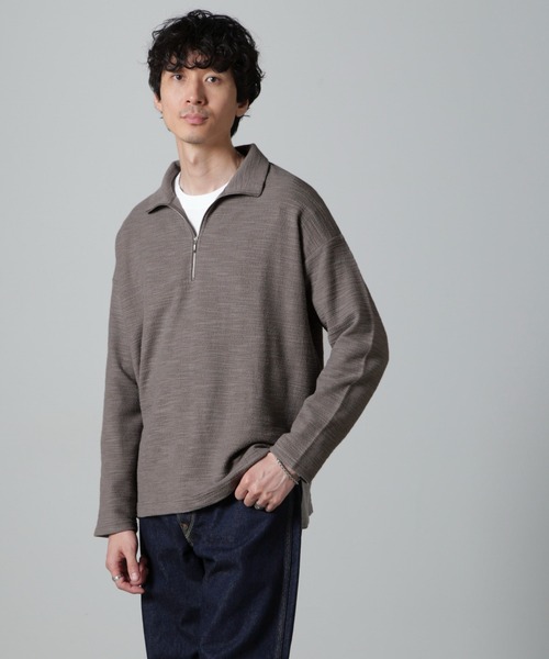 NANO universe（ナノユニバース）の「ブークレジャガード ハーフZIP 長袖（Tシャツ/カットソー・メンズ・ホワイト/ブラック/グレー・M/L）」の12枚目の写真