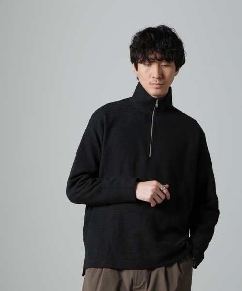 NANO universe（ナノユニバース）の「ブークレジャガード ハーフZIP 長袖（Tシャツ/カットソー・メンズ・ホワイト/ブラック/グレー・M/L）」の6枚目の写真