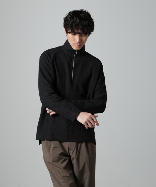 NANO universe（ナノユニバース）の「ブークレジャガード ハーフZIP 長袖（Tシャツ/カットソー・メンズ・ホワイト/ブラック/グレー・M/L）」の5枚目の写真