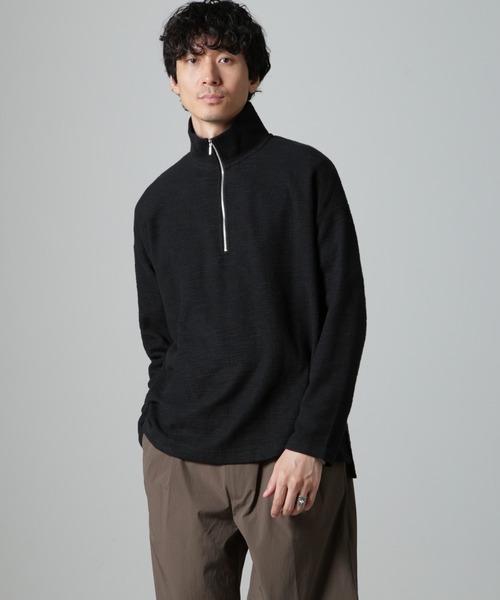 NANO universe（ナノユニバース）の「ブークレジャガード ハーフZIP 長袖（Tシャツ/カットソー・メンズ・ホワイト/ブラック/グレー・M/L）」の4枚目の写真