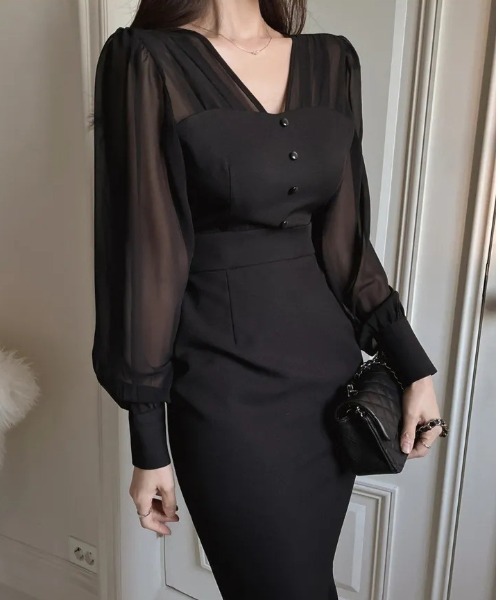 a lot of love（ア ロット オブ ラブ）の「ドッキングデザイン マーメイドドレス（ドレス・レディース・ブラック/ホワイト・FREE）」の9枚目の写真