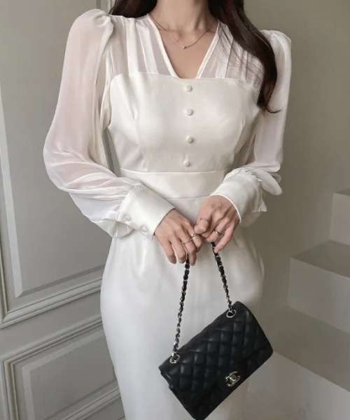 a lot of love（ア ロット オブ ラブ）の「ドッキングデザイン マーメイドドレス（ドレス・レディース・ブラック/ホワイト・FREE）」の6枚目の写真