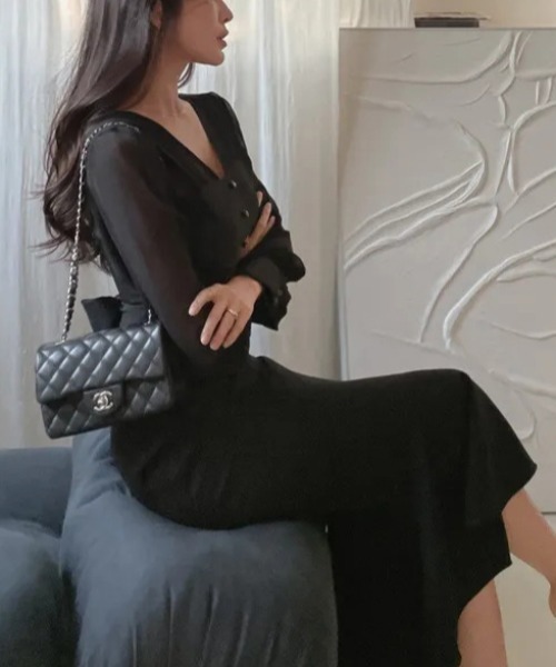 a lot of love（ア ロット オブ ラブ）の「ドッキングデザイン マーメイドドレス（ドレス・レディース・ブラック/ホワイト・FREE）」の16枚目の写真