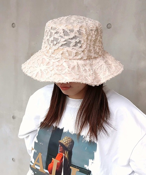 レア‼️ YAECA フラワープリント ハット　帽子 帽子 ハット フラワーコード刺繍バケットハット レディース