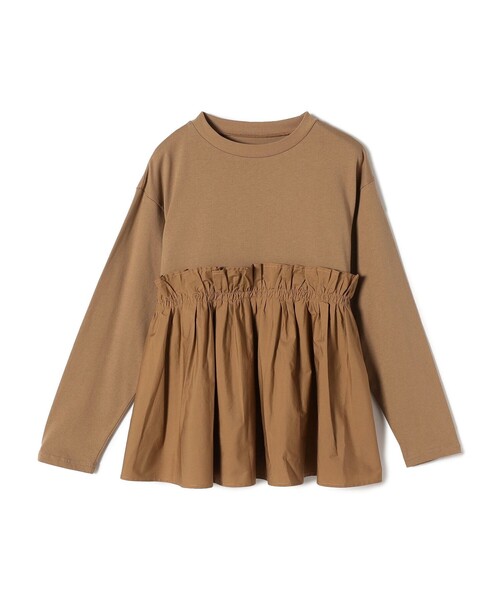 SHIPS Colors(シップス カラーズ)の「SHIPS Colors:〈手洗い可能〉フハクドッキング ロングスリーブ TEE(Tシャツ/カットソー・レディース・キャメル/ブラック/オフホワイト・ONE SIZE)」の6枚目の写真