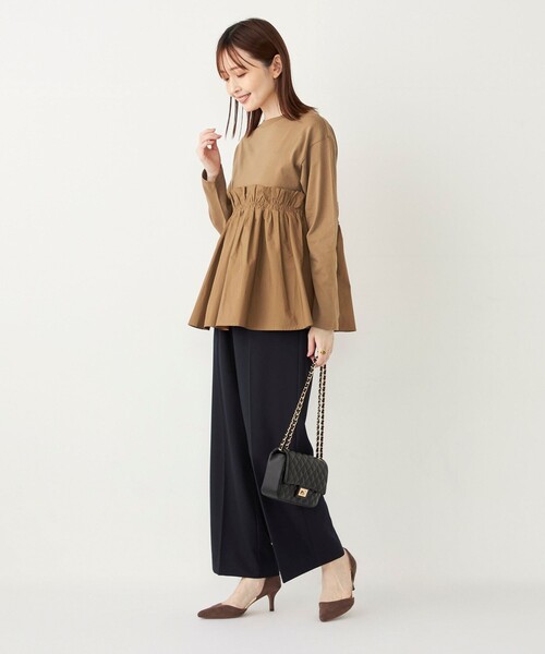 SHIPS Colors(シップス カラーズ)の「SHIPS Colors:〈手洗い可能〉フハクドッキング ロングスリーブ TEE(Tシャツ/カットソー・レディース・キャメル/ブラック/オフホワイト・ONE SIZE)」の15枚目の写真