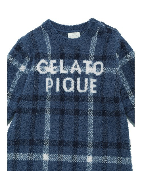 gelato pique（ジェラートピケ）の「【ONLINE限定】【BABY】チェック柄ロンパース（ルームウェア/パジャマ・キッズ・ネイビー/ピンク・80/70）」の9枚目の写真