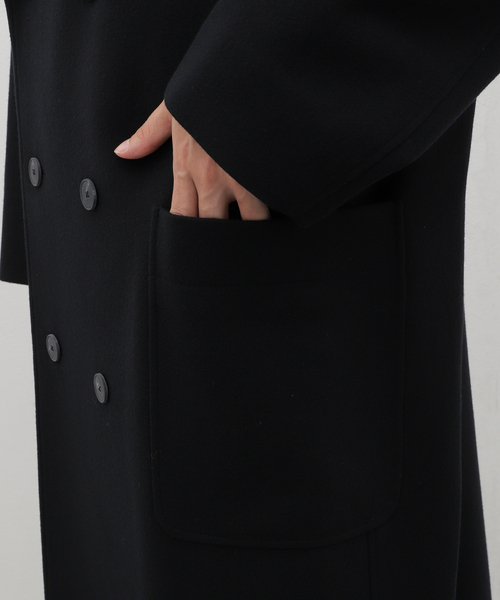 ATON（エイトン）の「ATON(エイトン) SUPER 160S DOUBLE SAXONY DOUBLE BREASTED COAT SCAGCW0902（チェスターコート・メンズ・ブラック・6/4）」の15枚目の写真