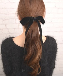 Mayree(メイリー)の【float】ベロア シンプル リボン ヘアゴム(ヘアゴム)