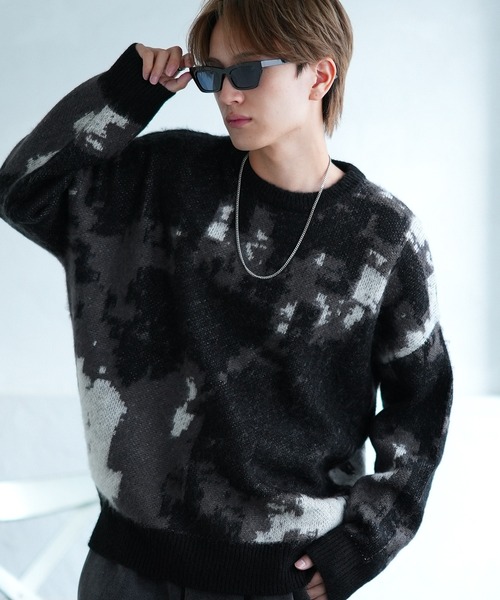 improves（インプローブス）の「無地＆総柄 モヘアタッチ クルーネック ニット（ニット/セーター・メンズ・ブラック系2/ホワイト系3/ブラウン系5/レッド系7/ブラック/ワイン/ブラウン系/ホワイト系1/グレー系4/ブラック系5/ブラック系6/ブラック系7/ブラック系8/ベージュ/マスタード/チャコール/カーキ系/ベージュ系6/ホワイト系8/ホワイト/ブラック系1/ベージュ系2/ブラック系3/ホワイト系4・MEDIUM/LARGE）」の13枚目の写真