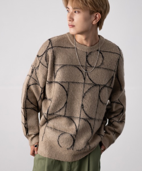 improves（インプローブス）の「無地＆総柄 モヘアタッチ クルーネック ニット（ニット/セーター・メンズ・ブラック系2/ホワイト系3/ブラウン系5/レッド系7/ブラック/ワイン/ブラウン系/ホワイト系1/グレー系4/ブラック系5/ブラック系6/ブラック系7/ブラック系8/ベージュ/マスタード/チャコール/カーキ系/ベージュ系6/ホワイト系8/ホワイト/ブラック系1/ベージュ系2/ブラック系3/ホワイト系4・MEDIUM/LARGE）」の20枚目の写真