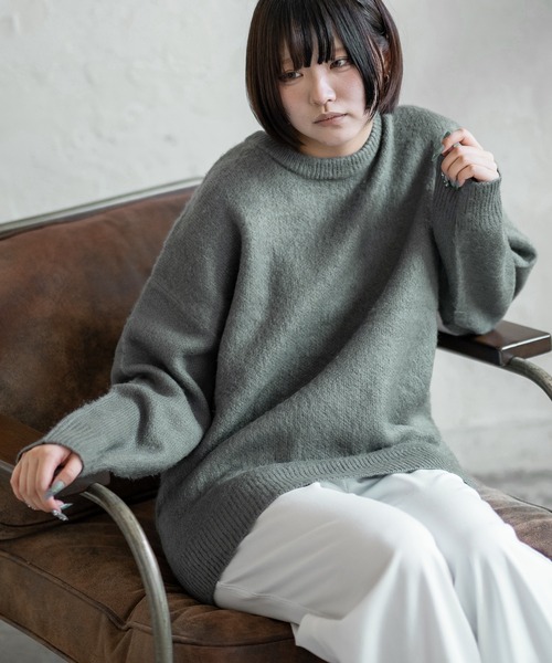 improves（インプローブス）の「無地＆総柄 モヘアタッチ クルーネック ニット（ニット/セーター・メンズ・ブラック系2/ホワイト系3/ブラウン系5/レッド系7/ブラック/ワイン/ブラウン系/ホワイト系1/グレー系4/ブラック系5/ブラック系6/ブラック系7/ブラック系8/ベージュ/マスタード/チャコール/カーキ系/ベージュ系6/ホワイト系8/ホワイト/ブラック系1/ベージュ系2/ブラック系3/ホワイト系4・MEDIUM/LARGE）」の14枚目の写真