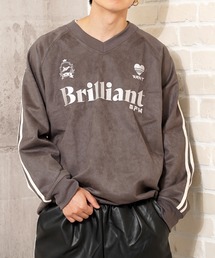 フェイクスエード 刺繍ロゴ ゲームシャツ / Faux suede embroidered logo game shirt
