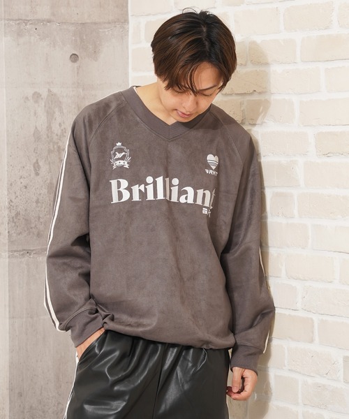 1111clothing(ワンフォークロージング)の「フェイクスエード 刺繍ロゴ ゲームシャツ / Faux suede embroidered logo game shirt(スウェット・メンズ・ベージュ/アイボリー/チャコールグレー・L/M)」の16枚目の写真
