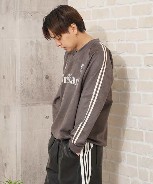 1111clothing(ワンフォークロージング)の「フェイクスエード 刺繍ロゴ ゲームシャツ / Faux suede embroidered logo game shirt(スウェット・メンズ・ベージュ/アイボリー/チャコールグレー・L/M)」の17枚目の写真
