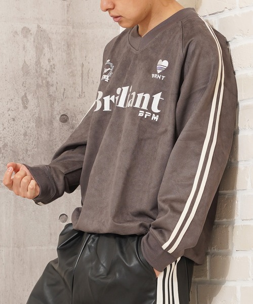 1111clothing(ワンフォークロージング)の「フェイクスエード 刺繍ロゴ ゲームシャツ / Faux suede embroidered logo game shirt(スウェット・メンズ・ベージュ/アイボリー/チャコールグレー・L/M)」の19枚目の写真