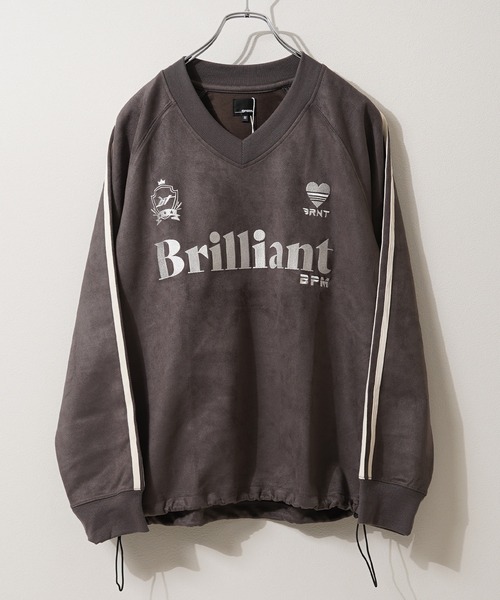 1111clothing(ワンフォークロージング)の「フェイクスエード 刺繍ロゴ ゲームシャツ / Faux suede embroidered logo game shirt(スウェット・メンズ・ベージュ/アイボリー/チャコールグレー・L/M)」の14枚目の写真