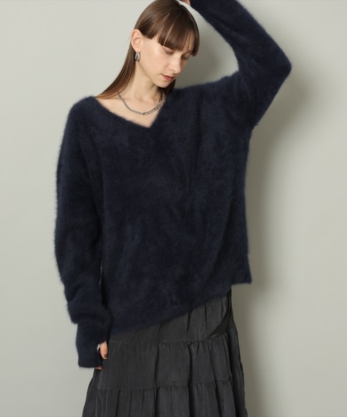 CADUNE フォックス カシミア セーター ブルー CADUNE フォックス カシミア セーター ブルー トップス
