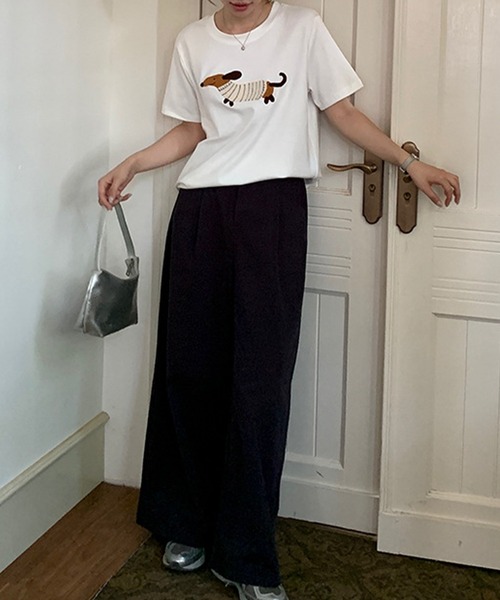 aimoha（アイモハ）の「タック入りワイドロングパンツ（その他パンツ・レディース・ベージュ/ネイビー・FREE）」の9枚目の写真