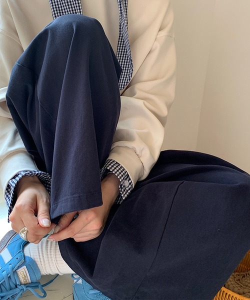 aimoha（アイモハ）の「タック入りワイドロングパンツ（その他パンツ・レディース・ベージュ/ネイビー・FREE）」の5枚目の写真