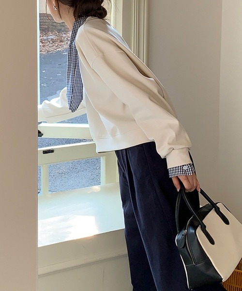 aimoha（アイモハ）の「タック入りワイドロングパンツ（その他パンツ・レディース・ベージュ/ネイビー・FREE）」の6枚目の写真