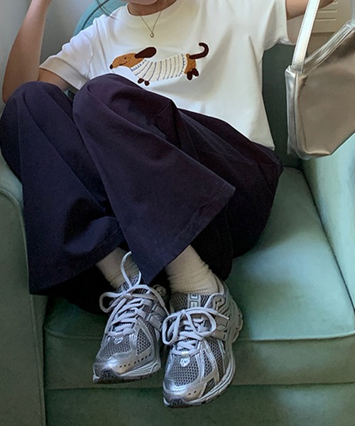 aimoha（アイモハ）の「タック入りワイドロングパンツ（その他パンツ・レディース・ベージュ/ネイビー・FREE）」の7枚目の写真