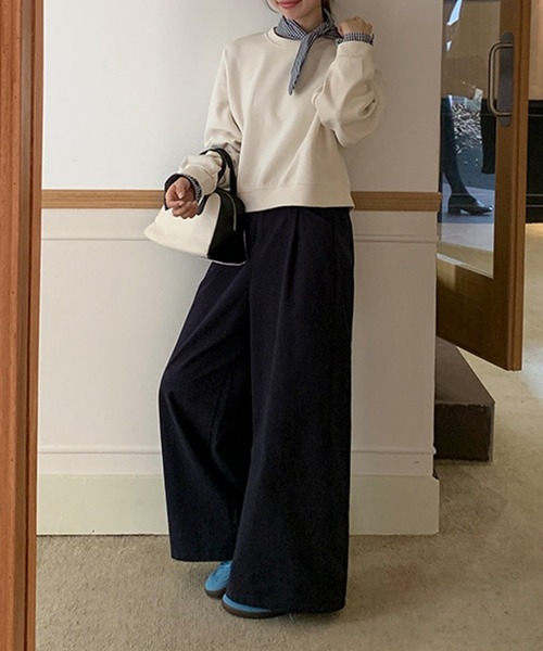 aimoha（アイモハ）の「タック入りワイドロングパンツ（その他パンツ・レディース・ベージュ/ネイビー・FREE）」の8枚目の写真