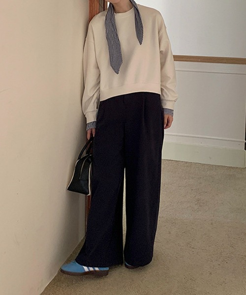 aimoha（アイモハ）の「タック入りワイドロングパンツ（その他パンツ・レディース・ベージュ/ネイビー・FREE）」の11枚目の写真