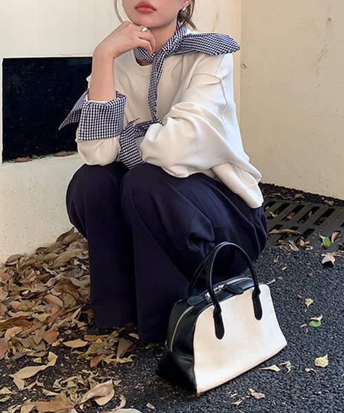 aimoha（アイモハ）の「タック入りワイドロングパンツ（その他パンツ・レディース・ベージュ/ネイビー・FREE）」の12枚目の写真