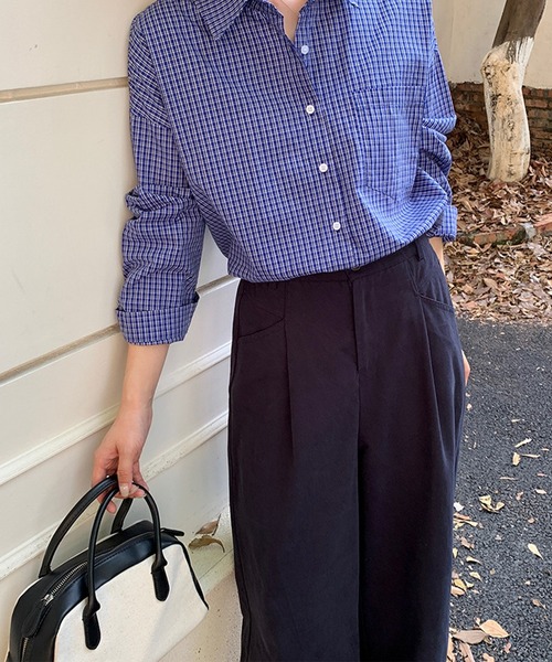 aimoha（アイモハ）の「タック入りワイドロングパンツ（その他パンツ・レディース・ベージュ/ネイビー・FREE）」の4枚目の写真