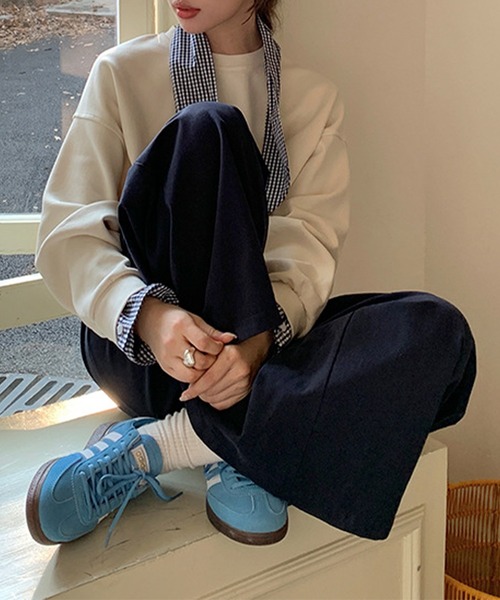 aimoha（アイモハ）の「タック入りワイドロングパンツ（その他パンツ・レディース・ベージュ/ネイビー・FREE）」の15枚目の写真