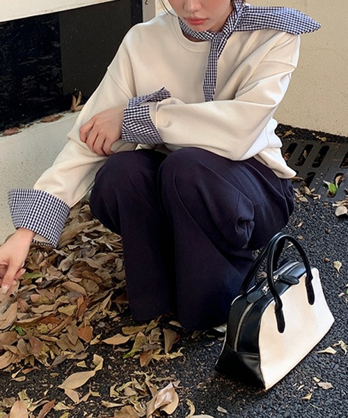 aimoha（アイモハ）の「タック入りワイドロングパンツ（その他パンツ・レディース・ベージュ/ネイビー・FREE）」の17枚目の写真