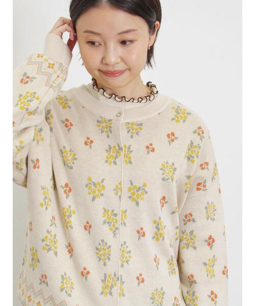 Samansa Mos2（サマンサ モスモス）の「【マシンウォッシャブル・アンチピリング】柄アソートニット（カーディガン/ボレロ・レディース・ブラック/レッド/グリーン/パープル/イエロー・F）」の6枚目の写真