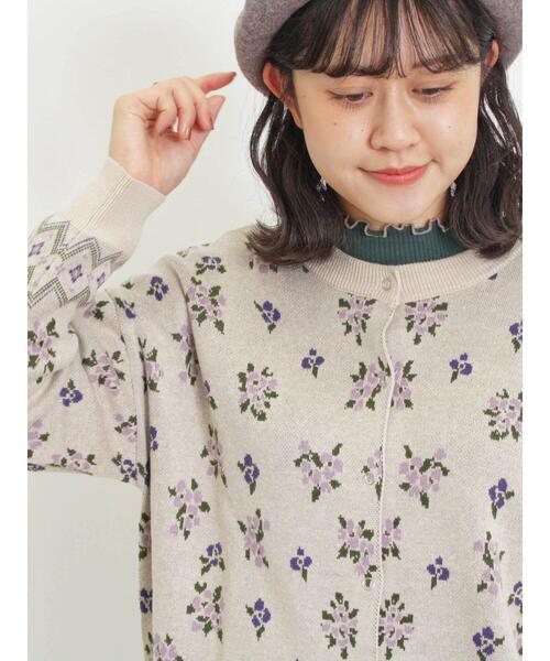 Samansa Mos2（サマンサ モスモス）の「【マシンウォッシャブル・アンチピリング】柄アソートニット（カーディガン/ボレロ・レディース・ブラック/レッド/グリーン/パープル/イエロー・F）」の9枚目の写真