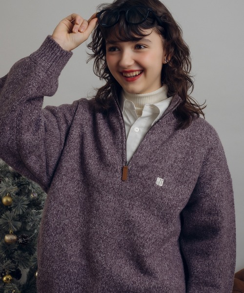 【セール】ハーフジップメランジニット（ニット/セーター）｜MUHET（ミュエータ）