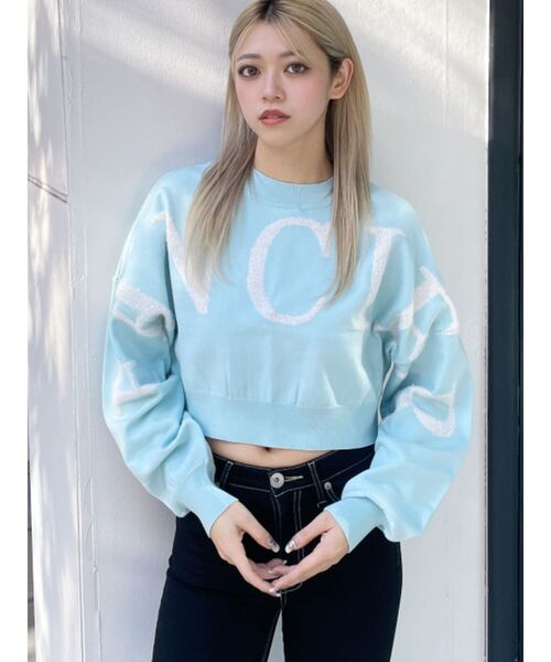 GYDA（ジェイダ）の「FANCIERラメニットトップス（ニット/セーター・レディース・オフホワイト/ブラック/スカイブルー/グレー・FREE）」の11枚目の写真