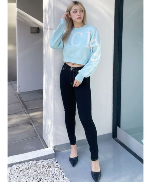 GYDA（ジェイダ）の「FANCIERラメニットトップス（ニット/セーター・レディース・オフホワイト/ブラック/スカイブルー/グレー・FREE）」の15枚目の写真