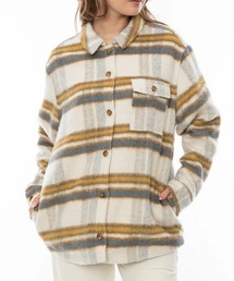 RVCA レディース BIRDIE WOOL BLEND SH ジャケット/ルーカ胸ポケットチェック柄シャツジャケット