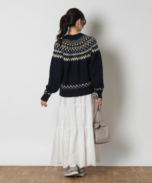 Right-on(ライトオン)の「Other(ソノタ)「USA WOOL MIX」求心柄カウチン(その他トップス・レディース・オフホワイト/ネイビー・M/L/XL)」の13枚目の写真