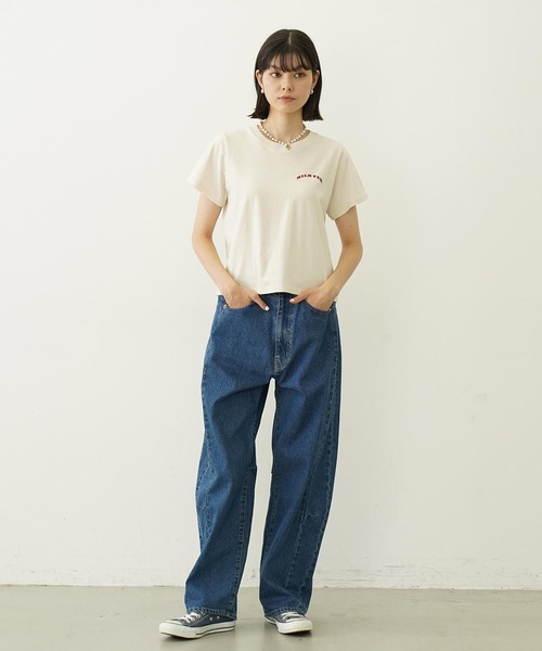 ミルクフェド MILKFED. GLITTER CHERRY COMPACT S/S TEE 半袖 グリッター チェリー コンパクトT Tシャツ バックロゴ 大人 人気 レディース ブランド 正規 GLITTER CHERRY COMPACT S/S TEE（Tシャツ/カットソー