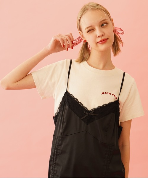 ミルクフェド MILKFED. GLITTER CHERRY COMPACT S/S TEE 半袖 グリッター チェリー コンパクトT Tシャツ バックロゴ 大人 人気 レディース ブランド 正規 MILKFED.｜GLITTER CHERRY COMPACT S/S TEE MILKFED. | Rakuten
