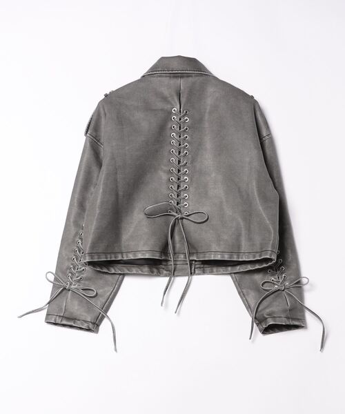 ANAP GiRL(アナップガール)の「【ティーンズライン】ユーズド加工 フェイクレザー ライダース(ライダースジャケット・キッズ・スミクロ・FREE)」の11枚目の写真