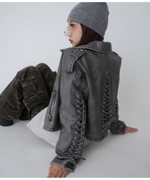 ANAP GｉRL（アナップガール）の「【ティーンズライン】ユーズド加工 フェイクレザー ライダース（ライダースジャケット・キッズ）」