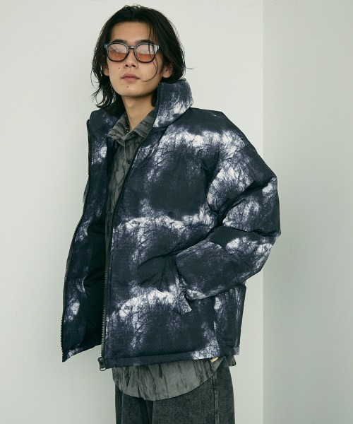 セール】Abstract pattern all-over padded down jacket