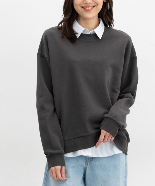 Honeys（ハニーズ）の「スウェットゆるトップス（スウェット・レディース・ブラック/ブルー/ホワイト/グリーン/ピンク/スミクロ・L/LL/M/S/3L）」の3枚目の写真