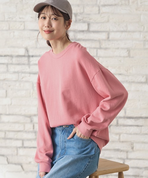 Honeys（ハニーズ）の「スウェットゆるトップス（スウェット・レディース・ブラック/ブルー/ホワイト/グリーン/ピンク/スミクロ・L/LL/M/S/3L）」の6枚目の写真