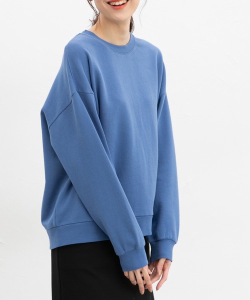 Honeys（ハニーズ）の「スウェットゆるトップス（スウェット・レディース・ブラック/ブルー/ホワイト/グリーン/ピンク/スミクロ・L/LL/M/S/3L）」の5枚目の写真