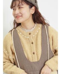 2WAYステッチ配色鹿の子編みニット