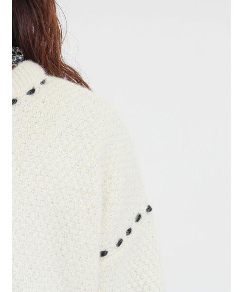 Samansa Mos2（サマンサ モスモス）の「2WAYステッチ配色鹿の子編み