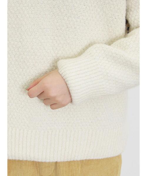 Samansa Mos2（サマンサ モスモス）の「2WAYステッチ配色鹿の子編みニット（カーディガン/ボレロ・レディース・ブラック/レッド/ブルー/ベージュ/キナリ・F）」の8枚目の写真